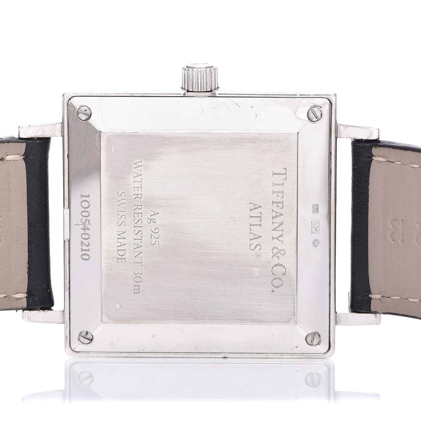Sterling Silver Calfskin 34mm Atlas Square Automatic Watch