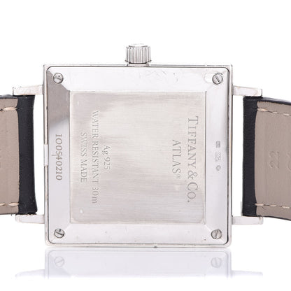 Tiffany Sterling Silver Calfskin 34mm Atlas Square Automatic Watch 5 of 10