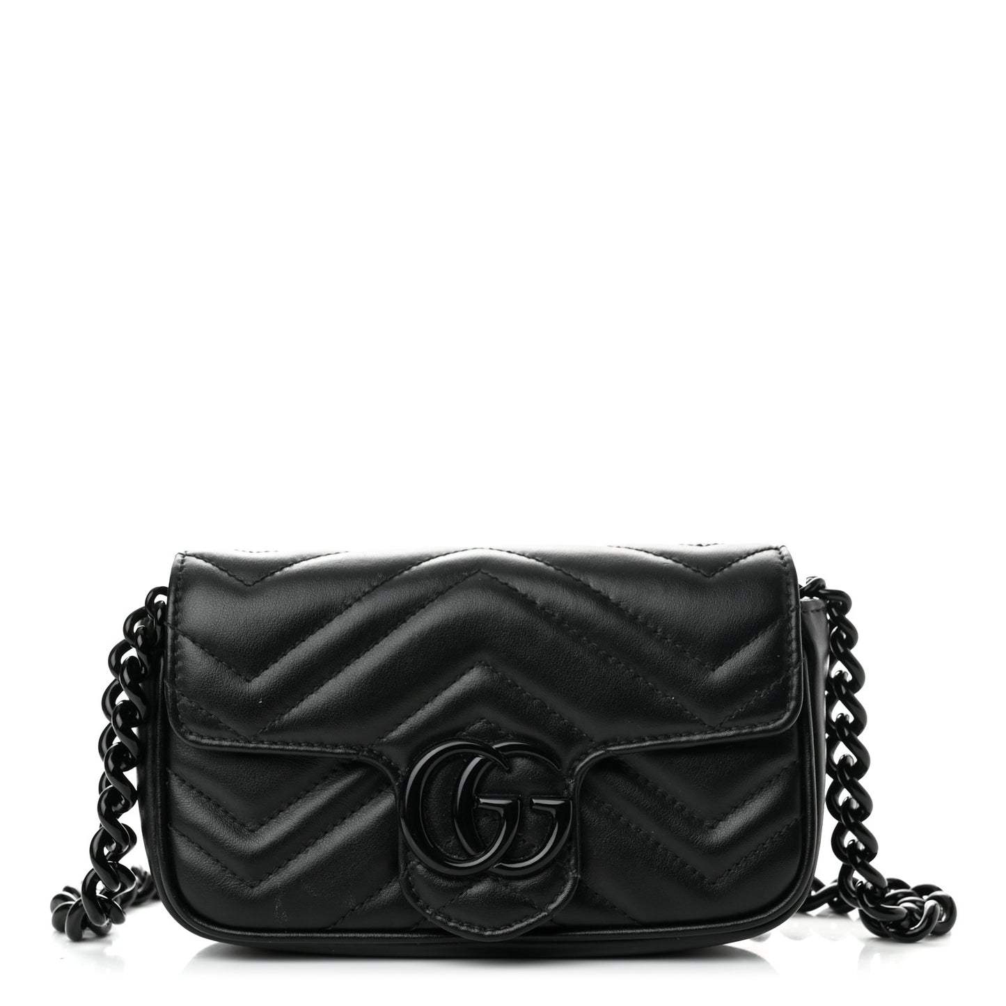 Calfskin Matelasse Monochrome GG Marmont Chain Belt Bag Black