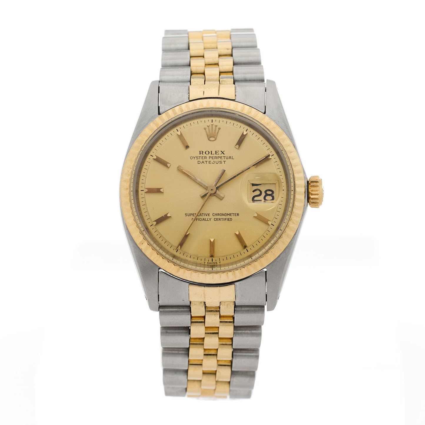 Stainless Steel 18K Yellow Gold 36mm Oyster Perpetual Datejust Watch Champagne 1601