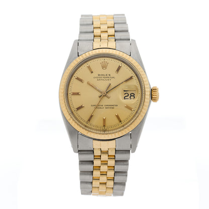 Rolex Stainless Steel 18K Yellow Gold 36mm Oyster Perpetual Datejust Watch Champagne 1601 1 of 4