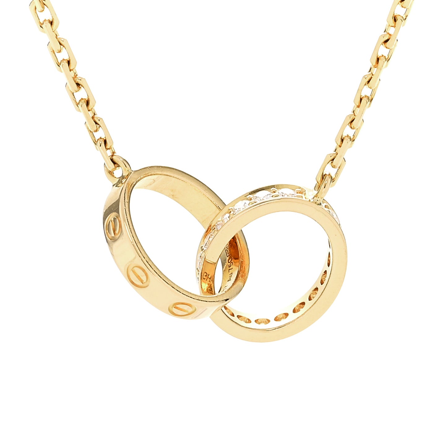 18K Yellow Gold Diamond Interlocking LOVE Necklace