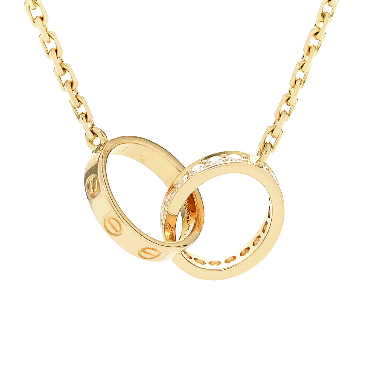 Cartier 18K Yellow Gold Diamond Interlocking LOVE Necklace 4 of 8