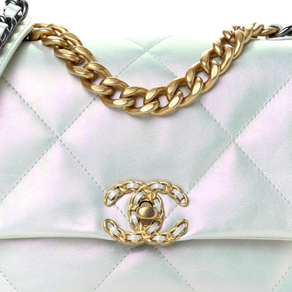 Chanel Iridescent Calfskin Quilted Medium Chanel 19 Flap White 9 of 11