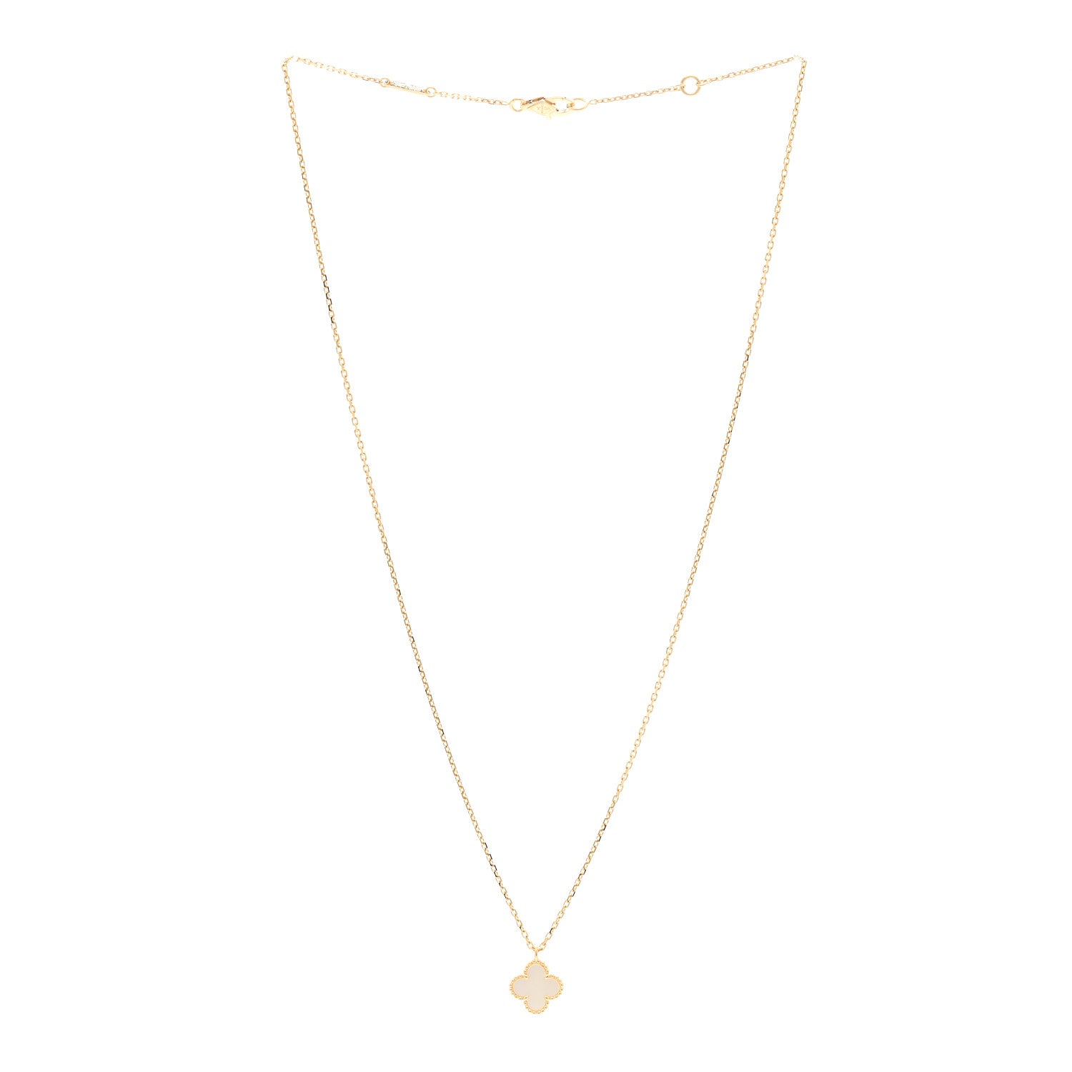 Van Cleef & Arpels 18K Yellow Gold Mother of Pearl Sweet Alhambra Pendant Necklace 3 of 6