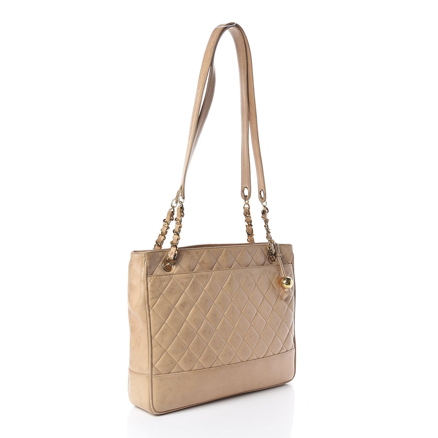 Lambskin Quilted Shopping Tote Beige