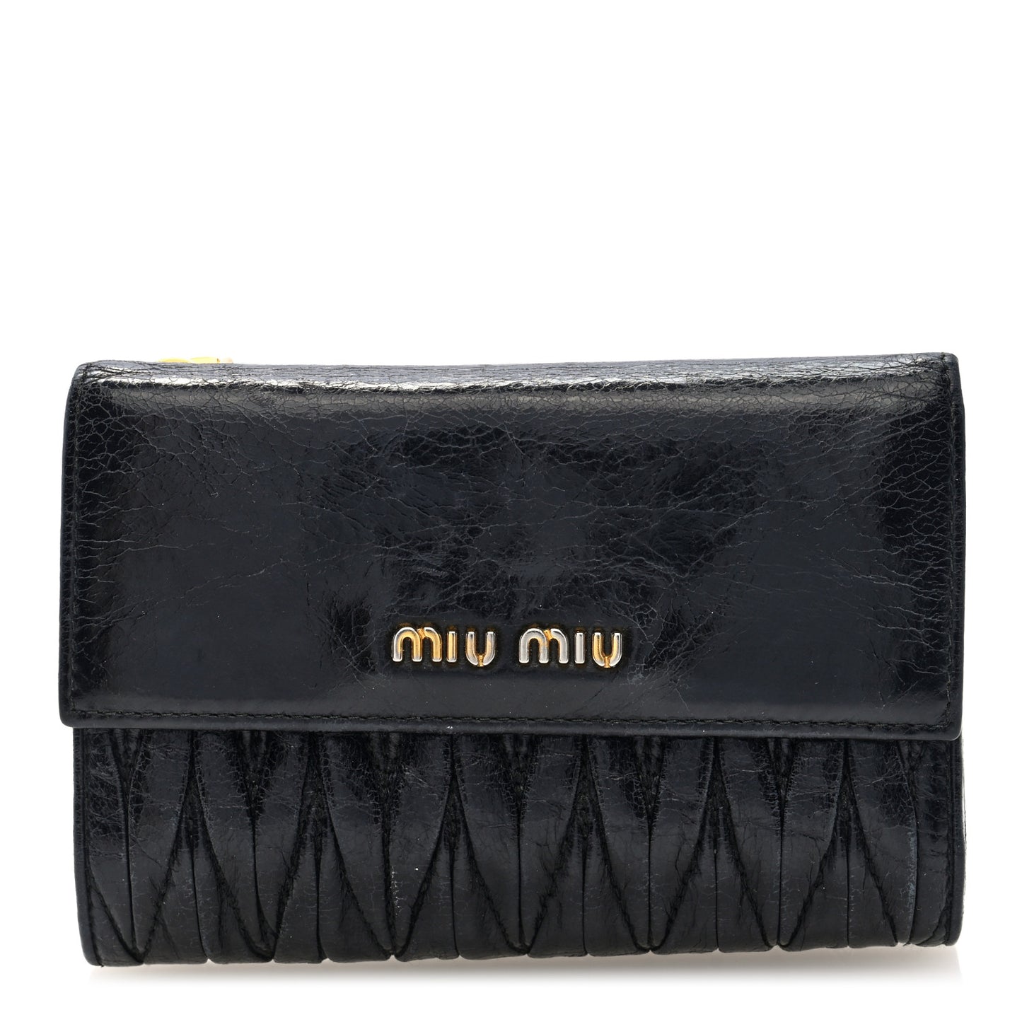Vitello Lux Matelasse Lux Bi-Fold Compact Wallet Black
