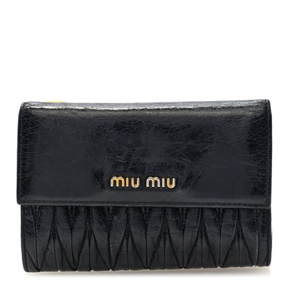 Miu Miu Vitello Lux Matelasse Lux Bi-Fold Compact Wallet Black 1 of 6