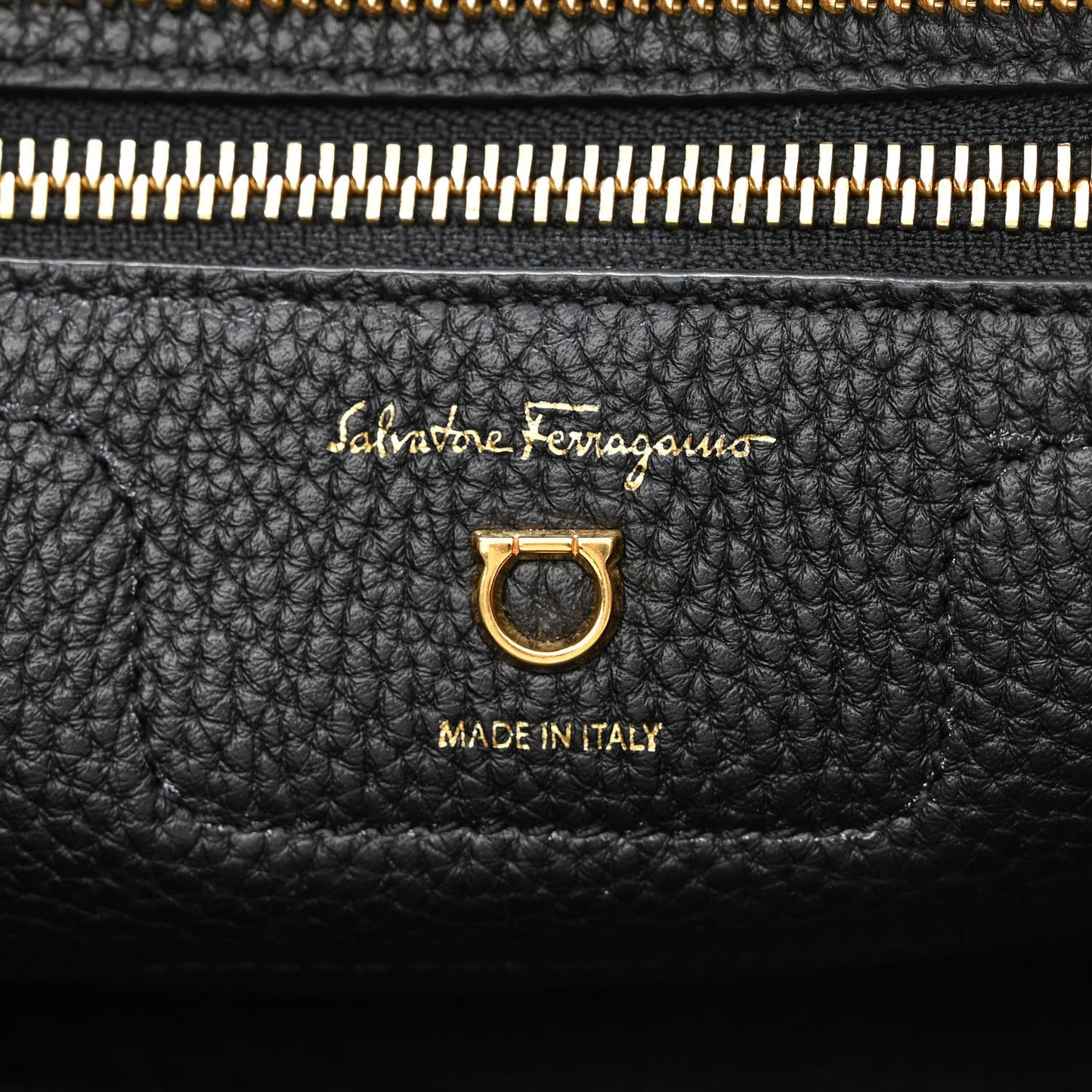 Hammered Calfskin Double Handle Small Amy Tote Black