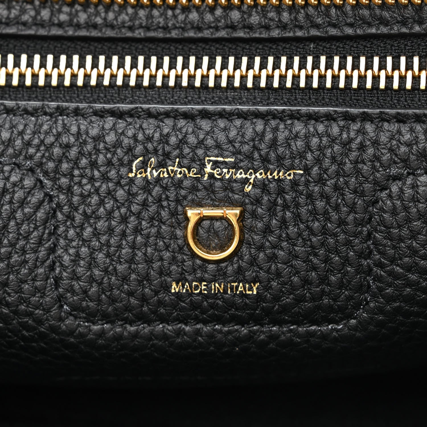 Salvatore Ferragamo Hammered Calfskin Double Handle Small Amy Tote Black 6 of 10