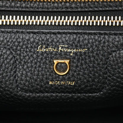 Salvatore Ferragamo Hammered Calfskin Double Handle Small Amy Tote Black 6 of 10