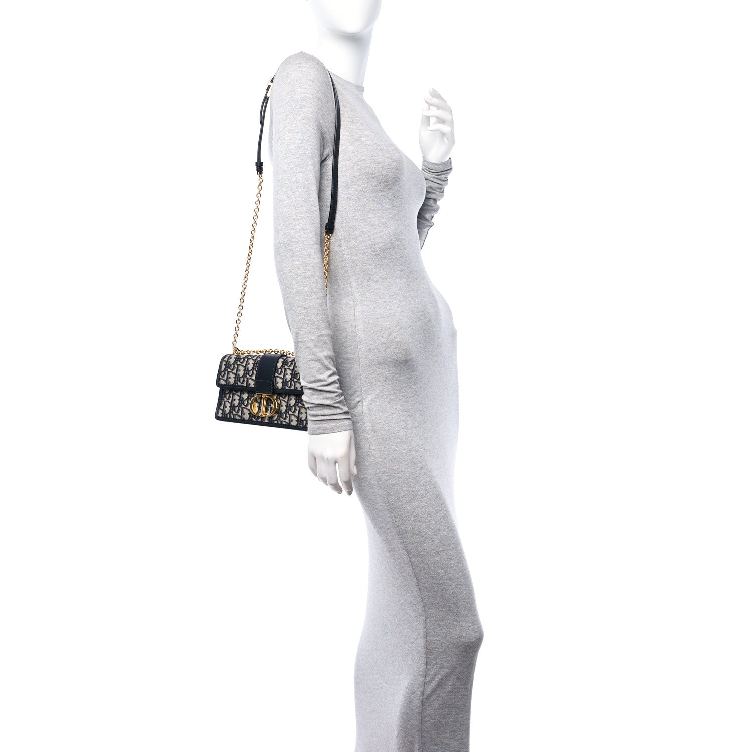 Christian Dior Oblique 30 Montaigne East West Chain Flap Bag Blue 2 of 10