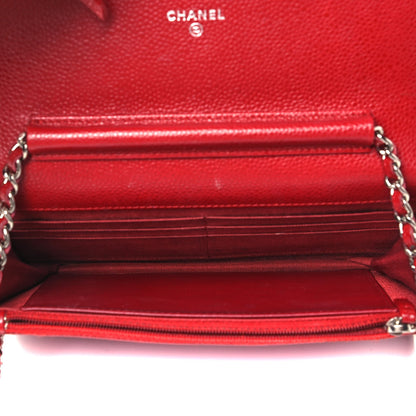 Chanel Caviar Quilted Wallet on Chain WOC Red 5 of 9