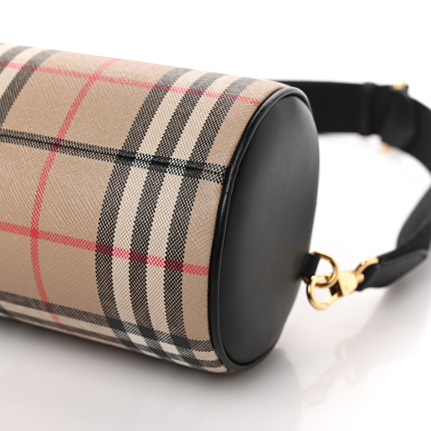 Vintage Check Calfskin Barrel Bag Beige Black
