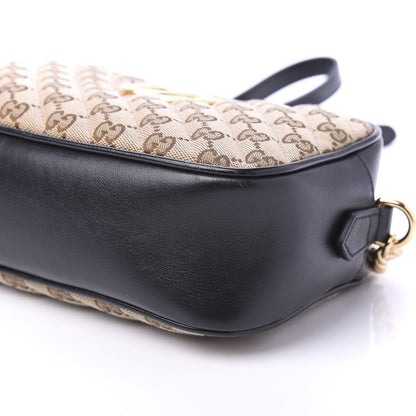 Gucci Monogram Matelasse Diagonal Small GG Marmont Chain Shoulder Bag Beige Black 7 of 11
