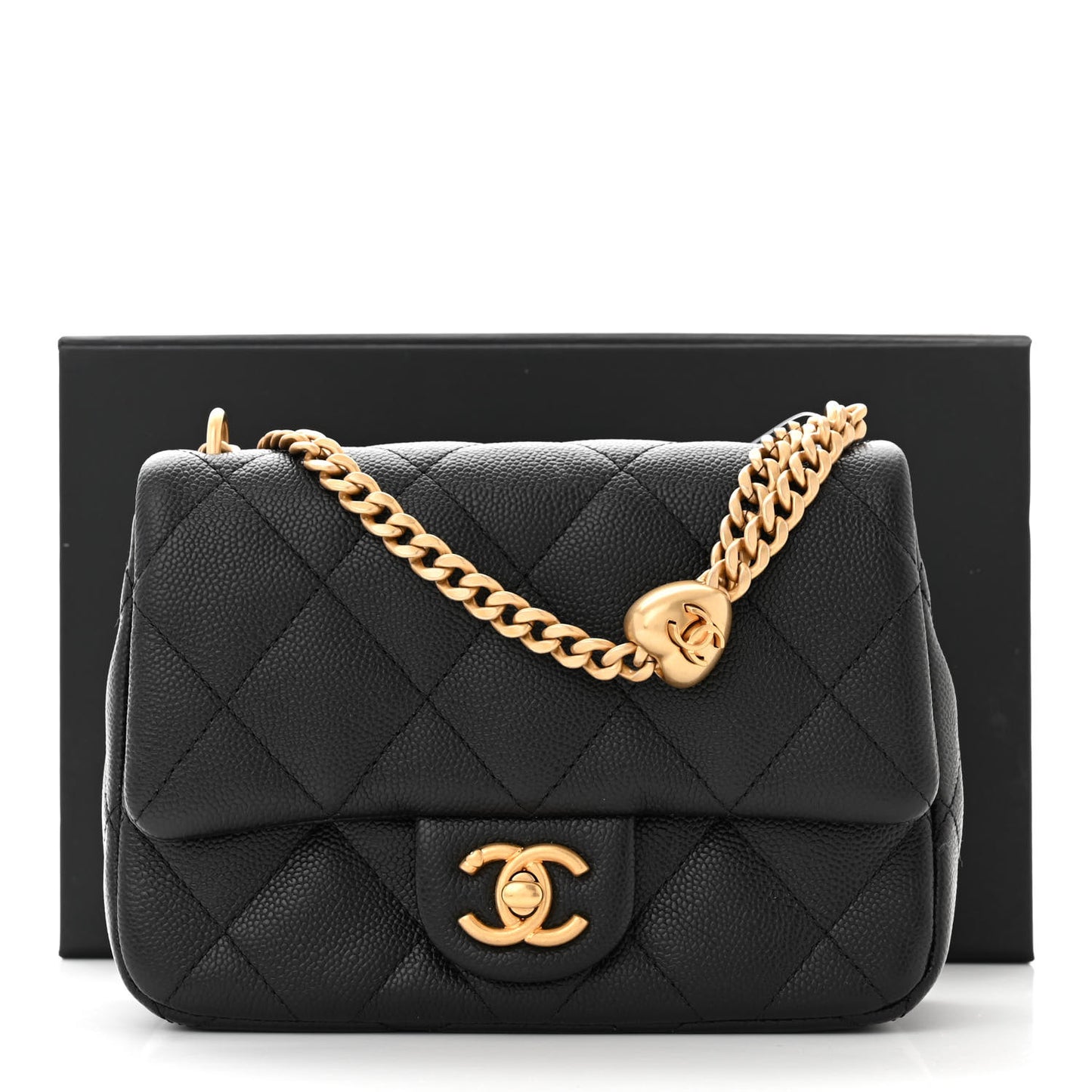 Caviar Quilted Mini Sweetheart Flap Black