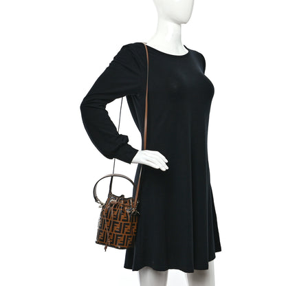 Fendi Vitello Liberty F is Fendi Bi-Color FF 1974 Embossed Mini Mon Tresor Bucket Bag Tobaco Orzo 2 of 11