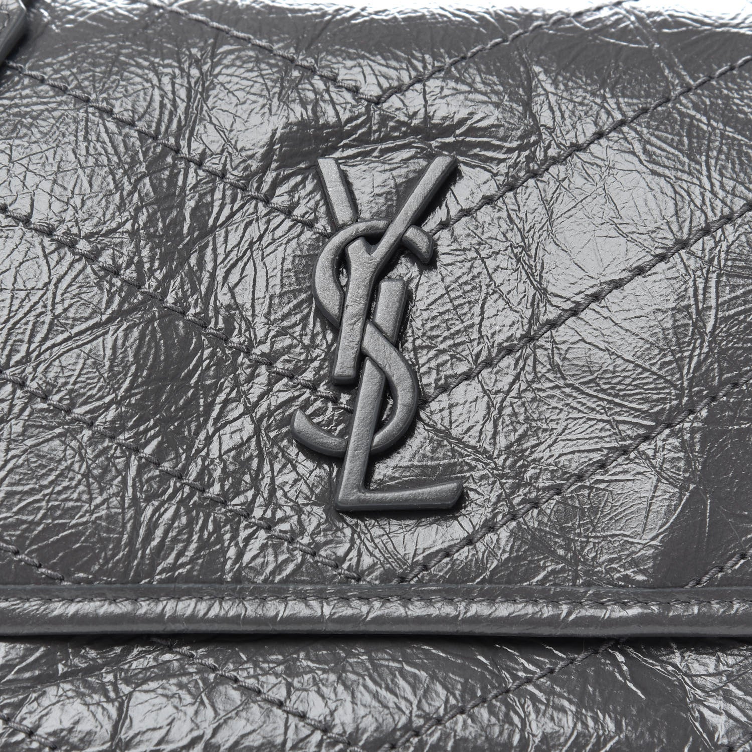 Saint Laurent Crinkled Calfskin Matelasse Monogram Baby Niki Chain Satchel Storm 10 of 11