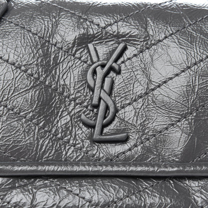 Saint Laurent Crinkled Calfskin Matelasse Monogram Baby Niki Chain Satchel Storm 10 of 11