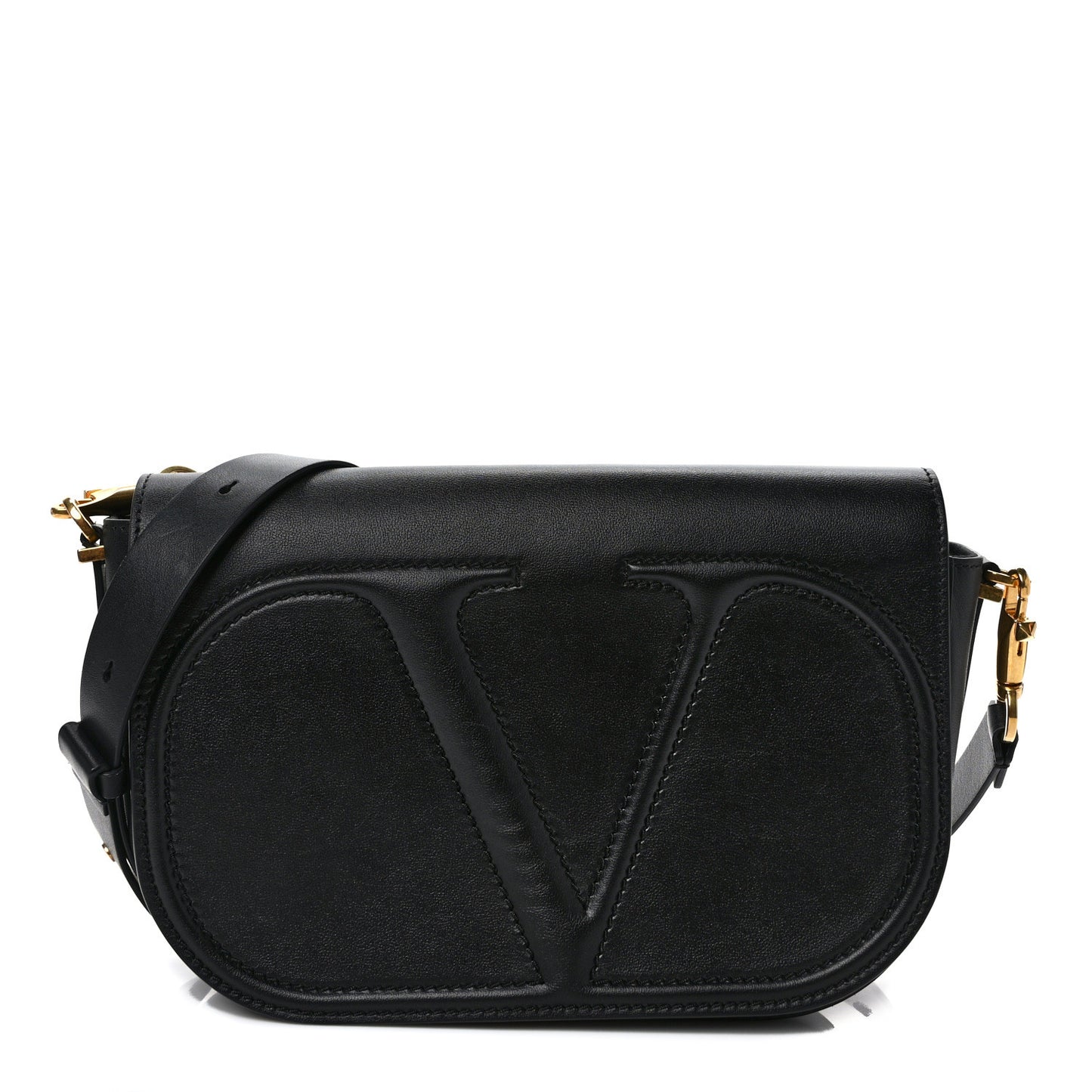Calfskin VLogo Walk Shoulder Bag Black