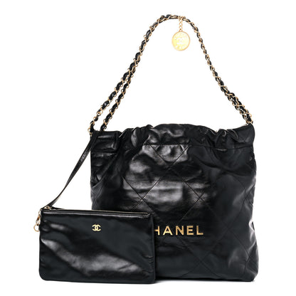 Chanel Shiny Calfskin Quilted Small Chanel 22 Black 1 of 12