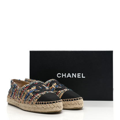 Chanel Tweed Grosgrain CC Espadrilles 37 Multicolor Black 11 of 11