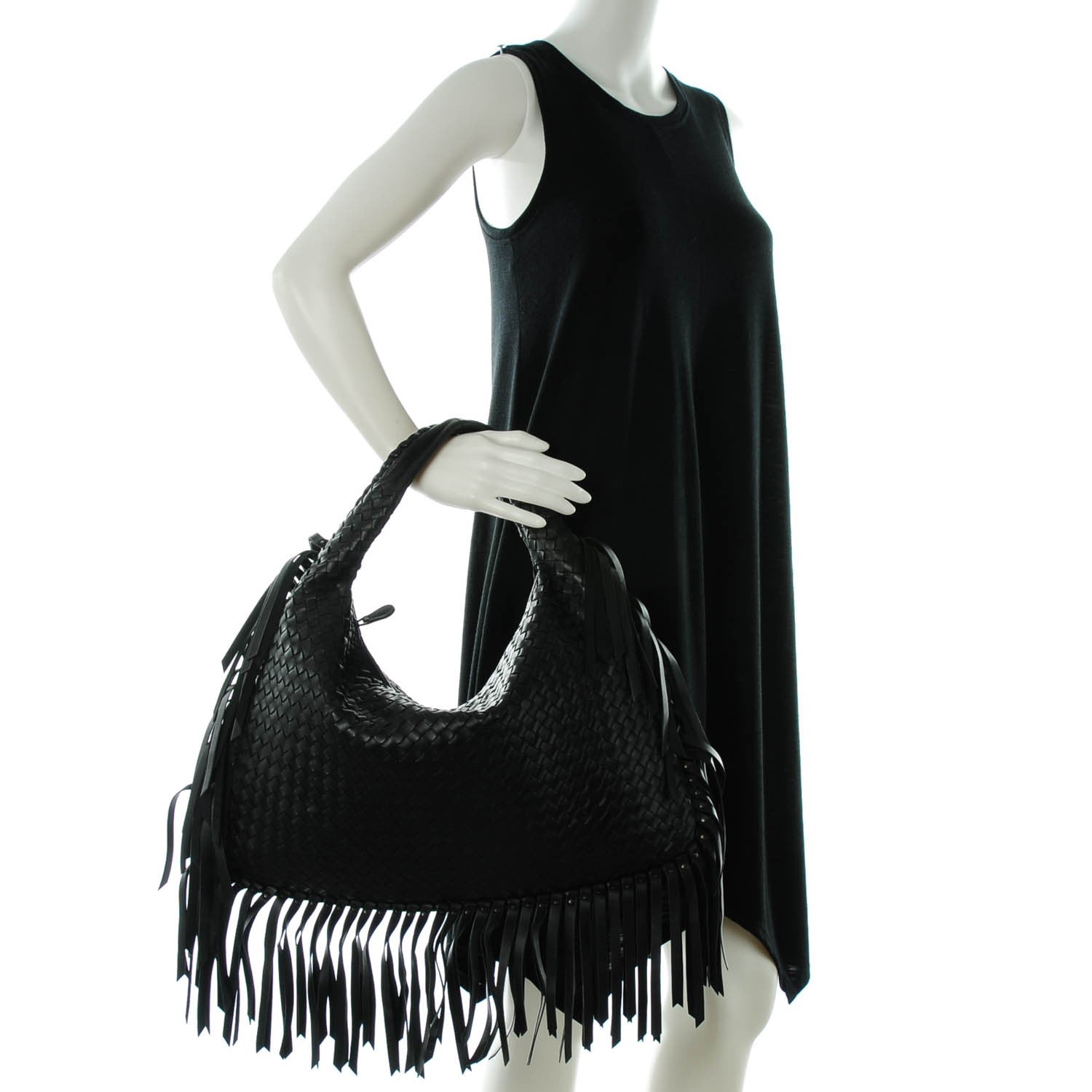 Bottega Veneta Nappa Intrecciato Veneta Large Fringed Hobo Nero Black 2 of 8