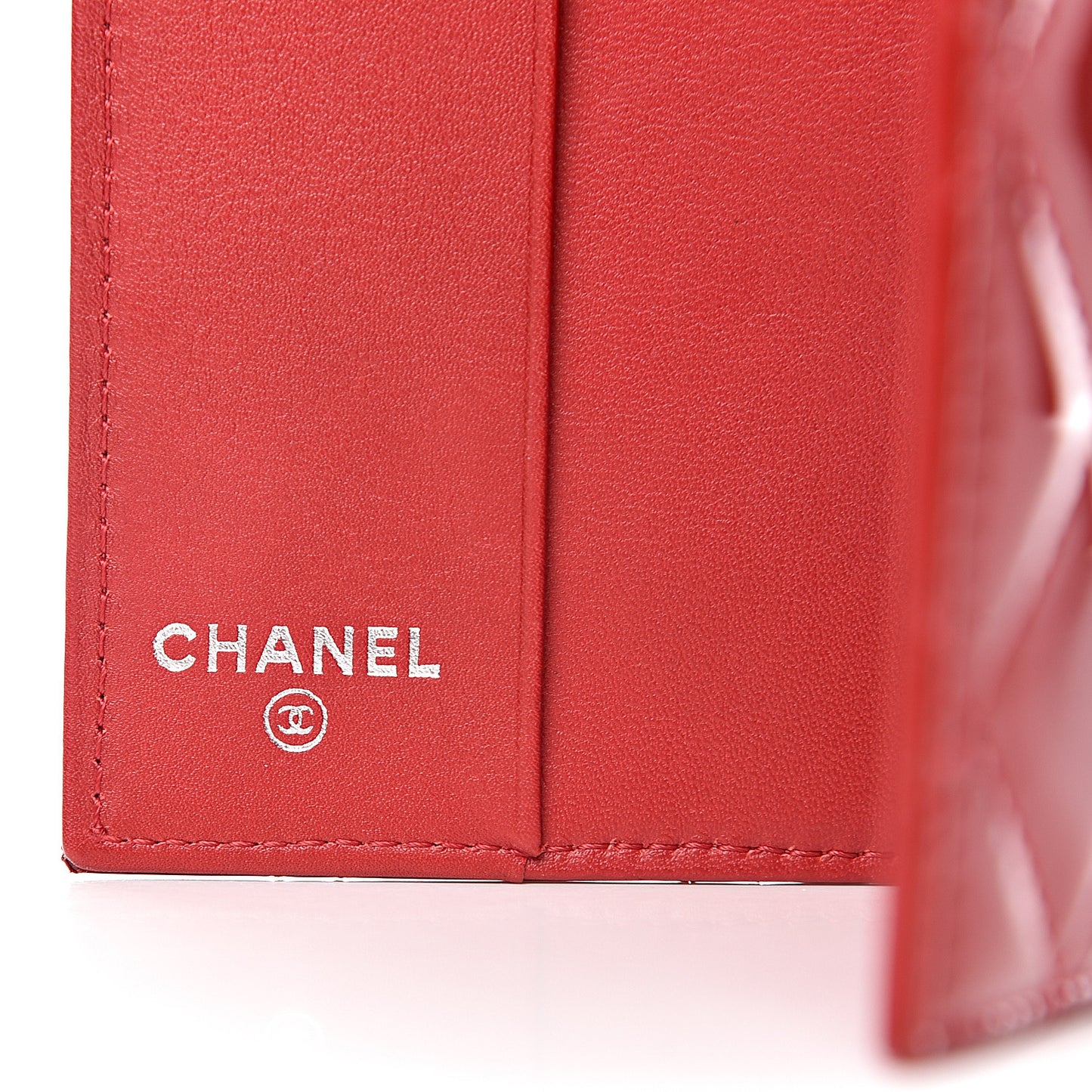 Patent Calfskin Quilted Passport Holder Red