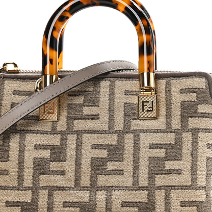 Fendi Chenille Vitello King Plexiglass FF Mini By The Way Top Handle Boston Bag Tortora Nuvola 7 of 9