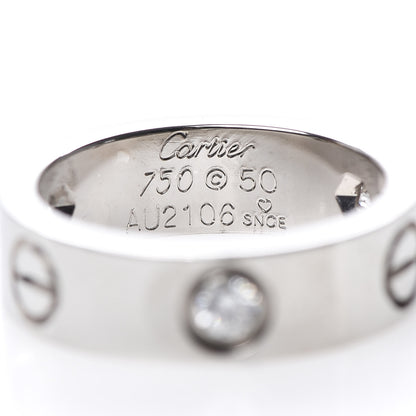 Cartier 18K White Gold 3 Diamond 5.5mm LOVE Ring 50 5.5 4 of 5
