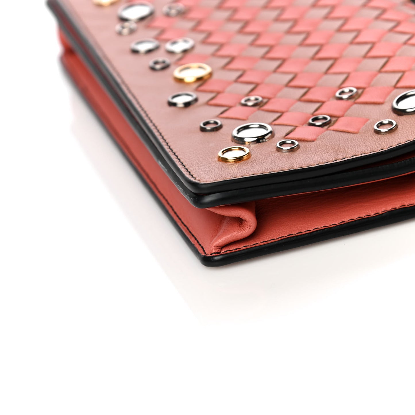 Nappa Intrecciato Studded Embellished Chain Wallet Tan Corallo