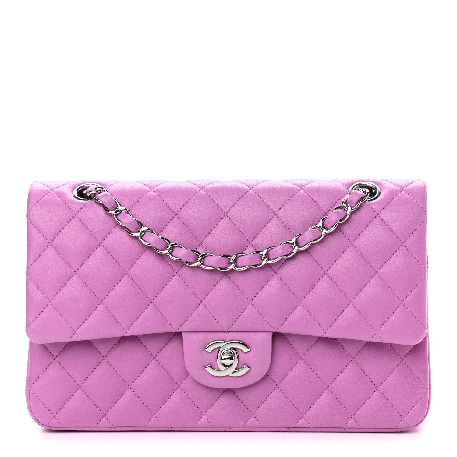 Chanel Lambskin Quilted Medium Double Flap Pink 1 of 10