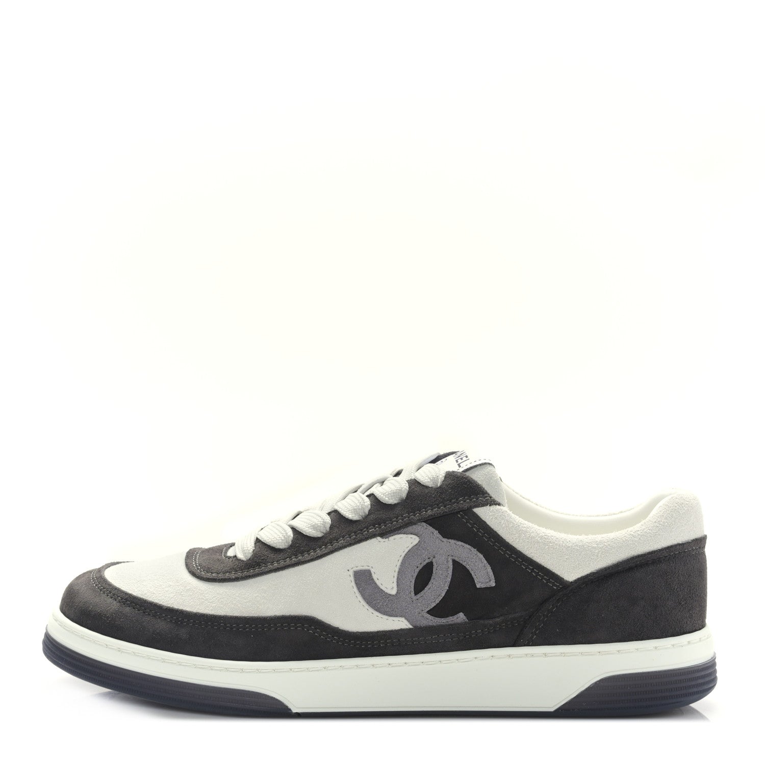 Chanel Suede Kidskin Womens CC Sneakers 39 Black White 1 of 9