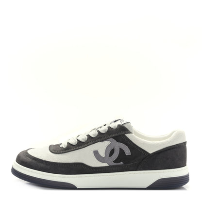 Chanel Suede Kidskin Womens CC Sneakers 39 Black White 1 of 9