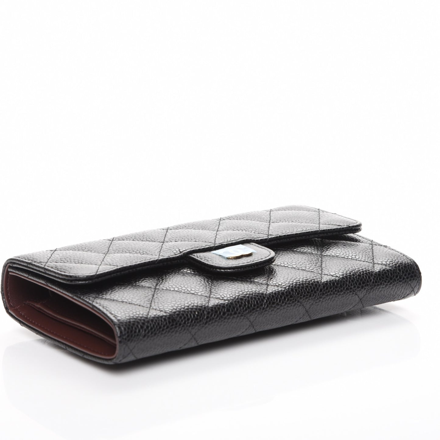 Caviar Quilted Large Flap Wallet Black