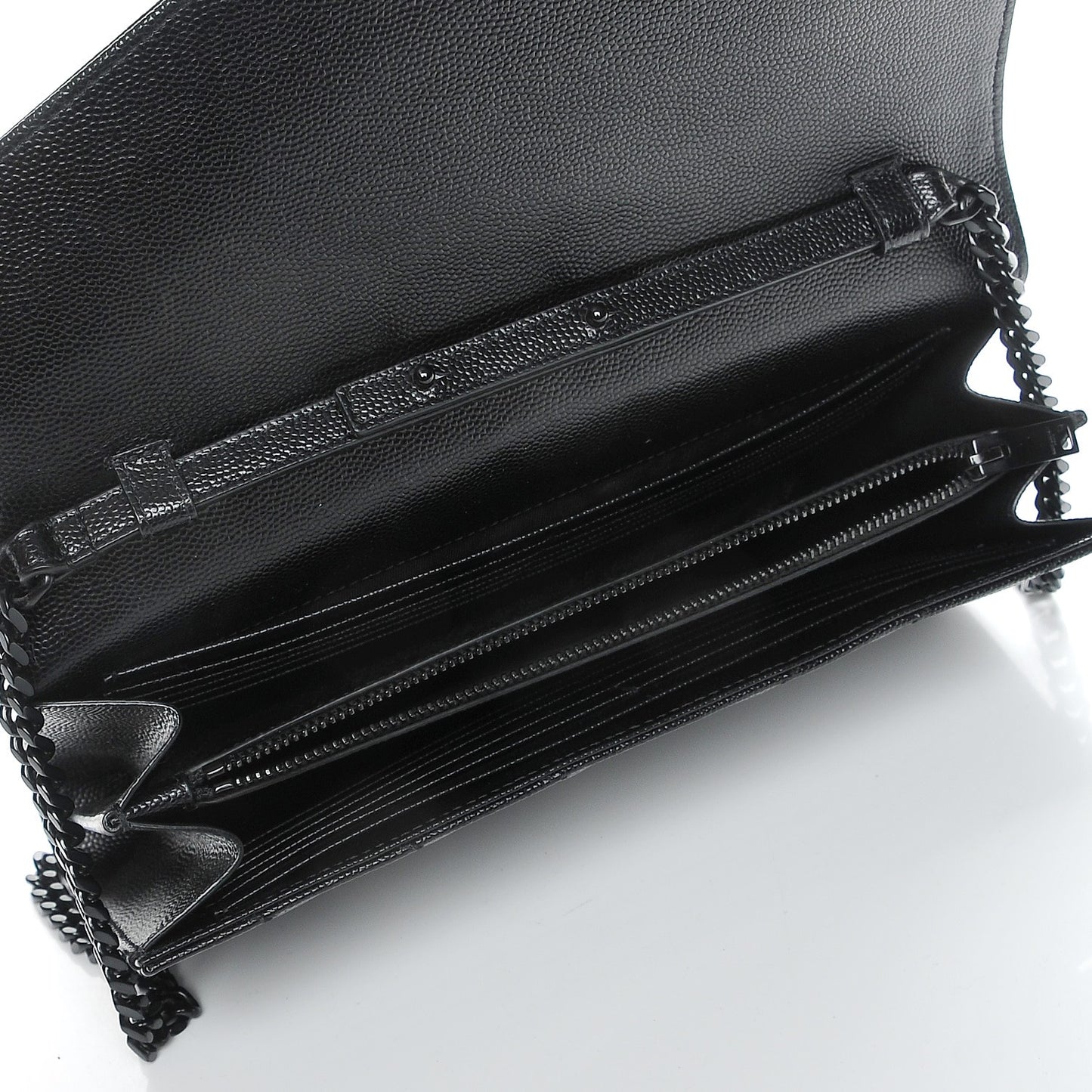Grain De Poudre Matelasse Chevron Monogram Chain Wallet Black
