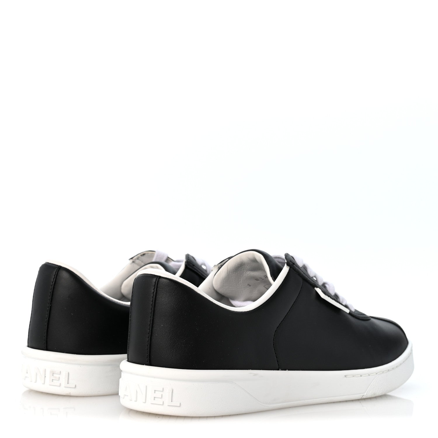Chanel Calfskin CC Womens Sneakers 38.5 Black 5 of 10