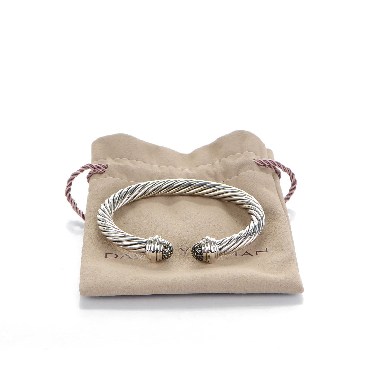 Sterling Silver Black Diamond 7mm Cable Classics Bracelet
