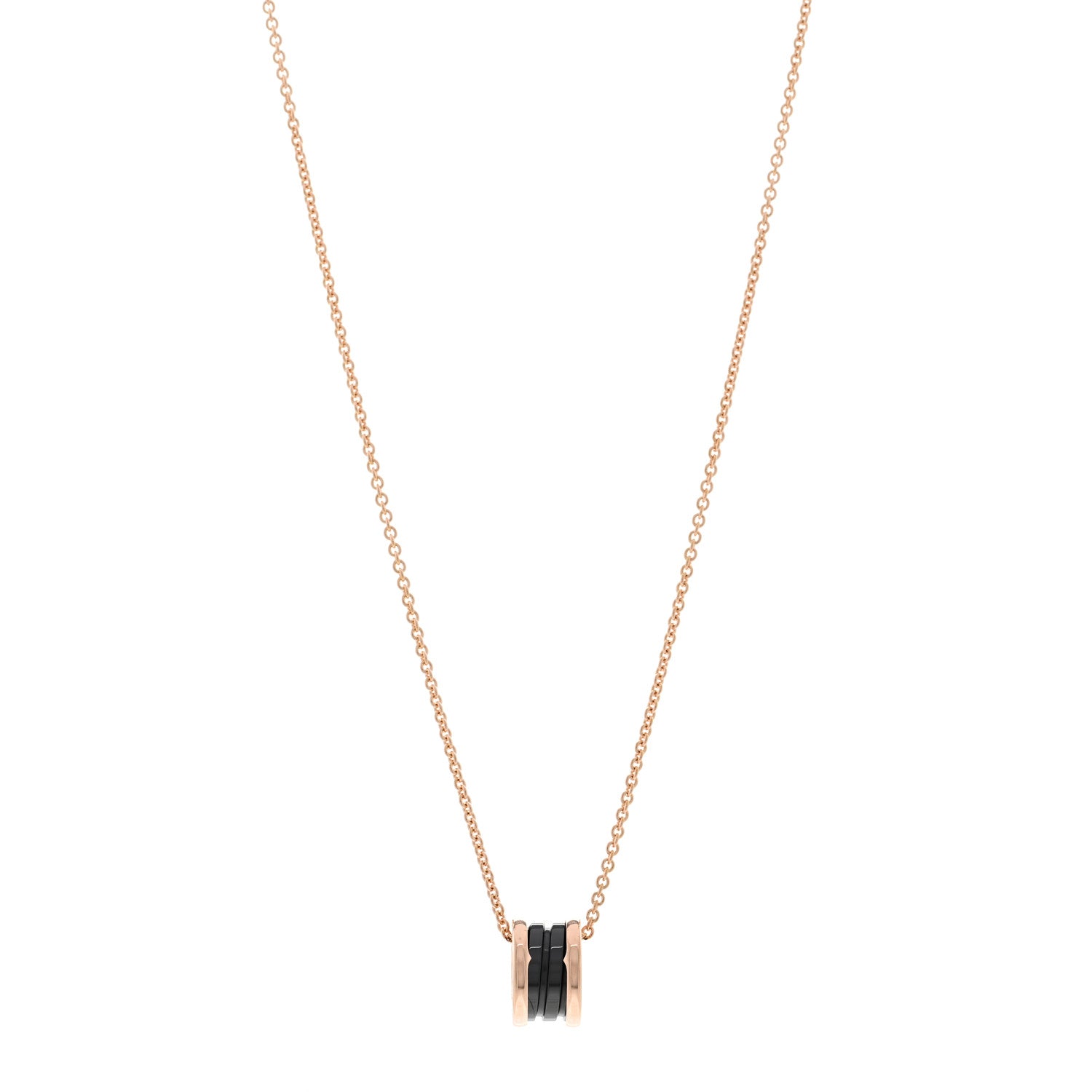 Bulgari 18K Rose Gold Black Ceramic B.Zero1 Pendant Necklace 1 of 5