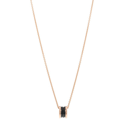 Bulgari 18K Rose Gold Black Ceramic B.Zero1 Pendant Necklace 1 of 5