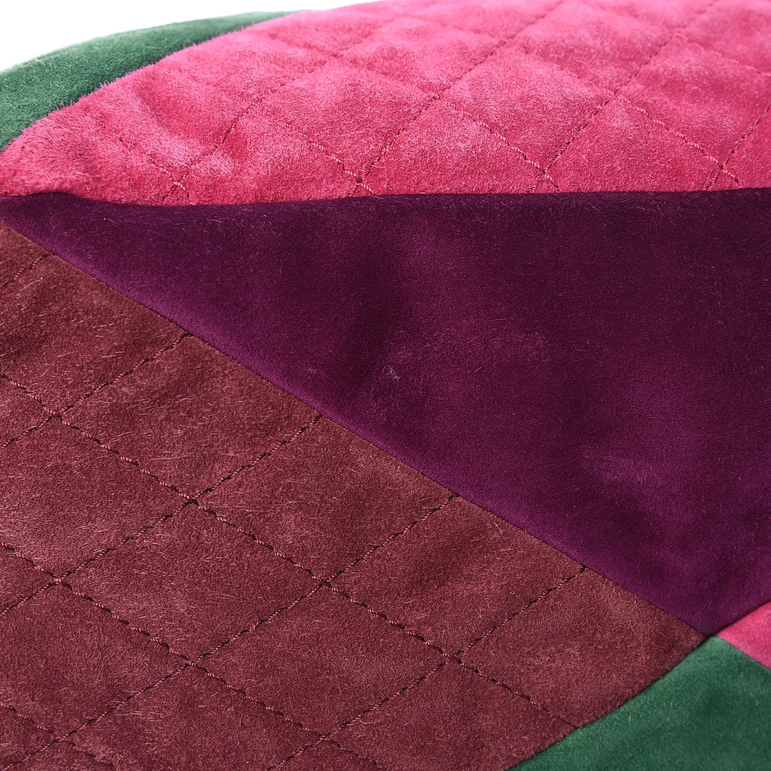 Chanel Suede Quilted Patchwork Drawstring Bag Green Pink Purple Burgundy 12 of 17