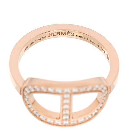 Hermes 18K Rose Gold Diamond MM Chaine d'Ancre Contour Ring 49 4.75 4 of 5