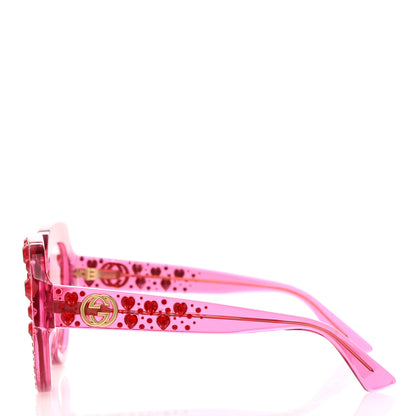 Gucci Acetate Crystal Heart GG0116S Sunglasses Fuchsia 3 of 6