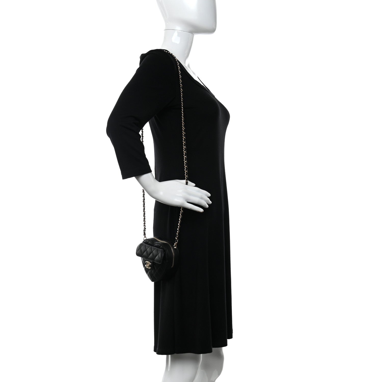 Chanel Lambskin Quilted CC In Love Heart Clutch With Chain Black 2 of 13