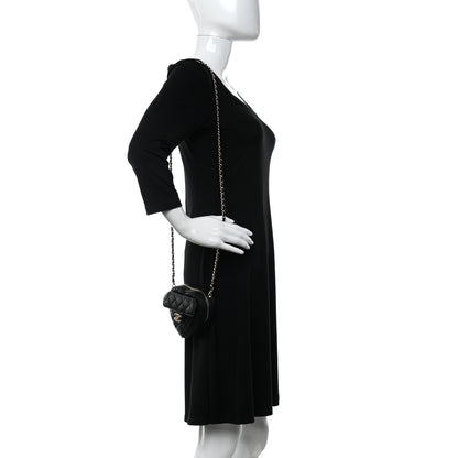Chanel Lambskin Quilted CC In Love Heart Clutch With Chain Black 2 of 13
