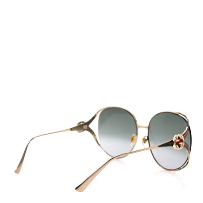 Gucci Metal Oversized Round Frame GG0225S Sunglasses Gold 4 of 8