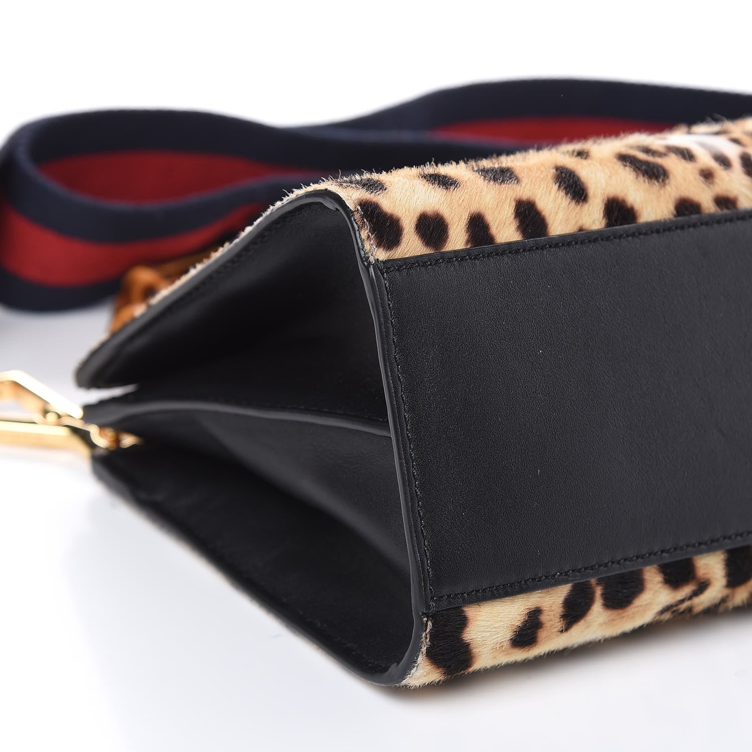 Gucci Calf Hair Bamboo Web Leopard Print Mini Nymphaea Top Handle Bag 9 of 13
