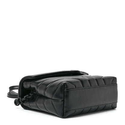Saint Laurent Calfskin Y Quilted Monogram Monochrome Toy Loulou Crossbody Bag Black 4 of 12