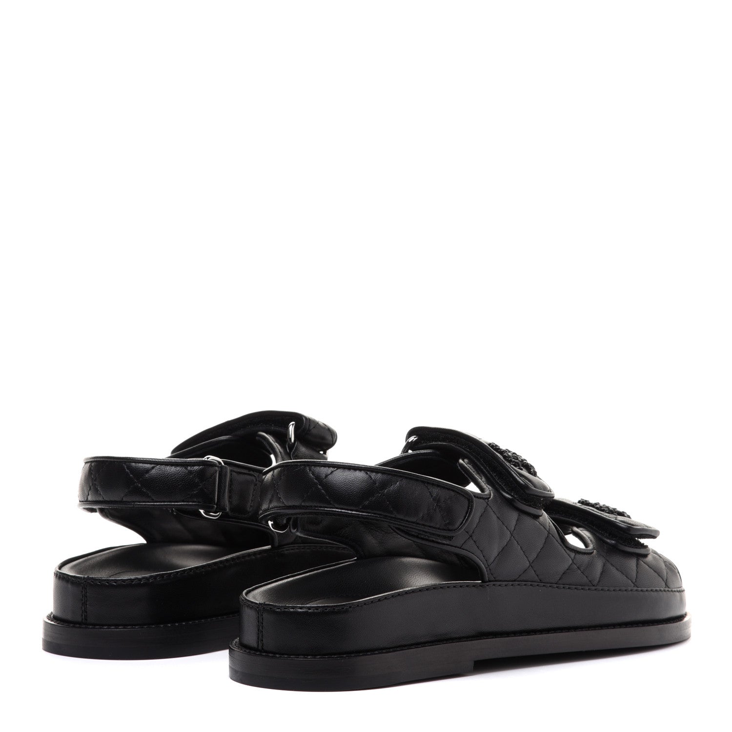 Chanel Lambskin Quilted Velcro Dad Sandals 36 So Black 4 of 10