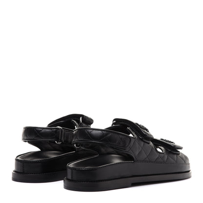 Chanel Lambskin Quilted Velcro Dad Sandals 36 So Black 4 of 10
